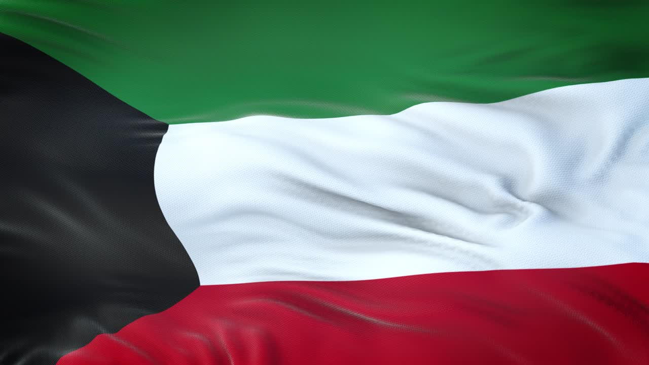 bandera de kuwait ondeando en el viento con textura de tela muy detallada. bucle sin costuras