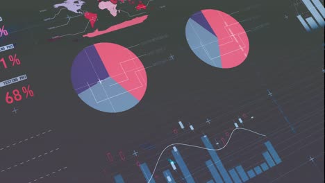 animation of statistical data processing against grey background