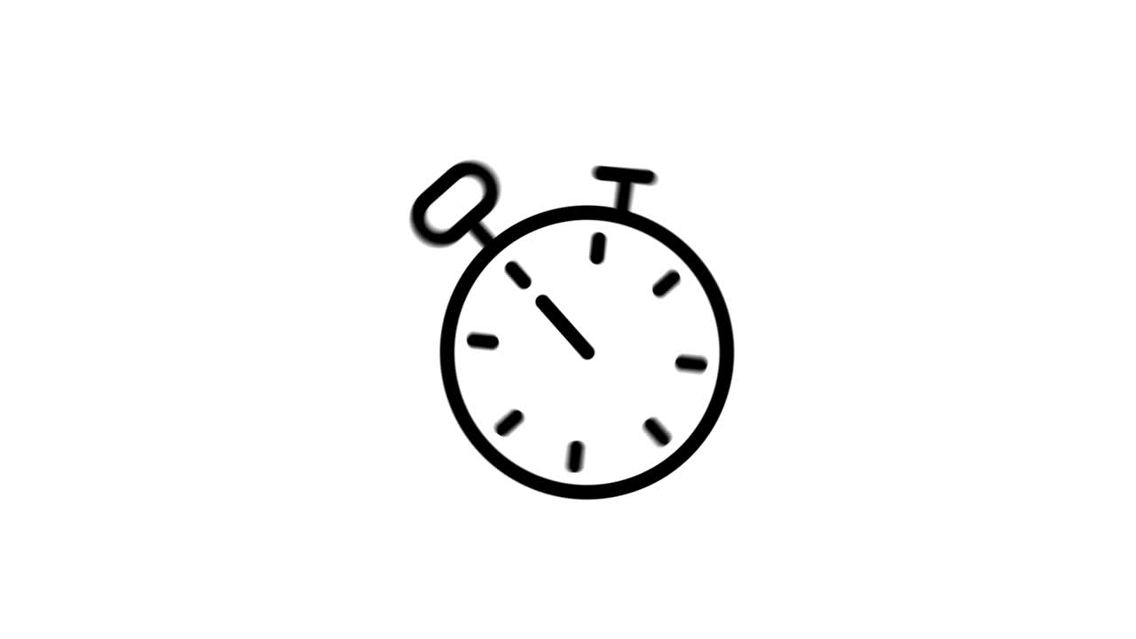 Thin line animation of stopwatch icon