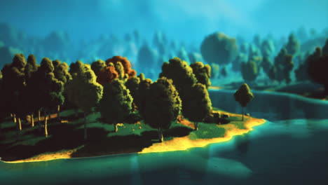 beautiful landscape of trees by a tranquil lake at dusk