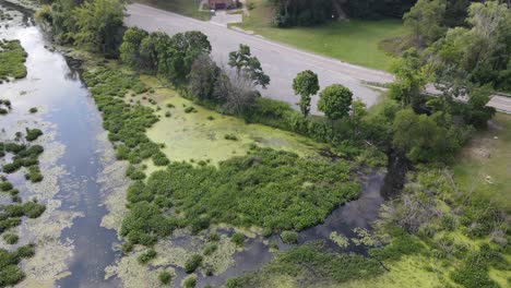 high angel drone shot of ruddiman lagoon