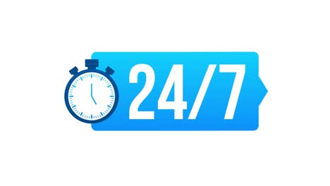 24-7 service concept. 24-7 open. support service icon. motion graphics.