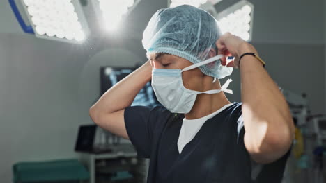 surgery, doctor and man with face mask in hospital