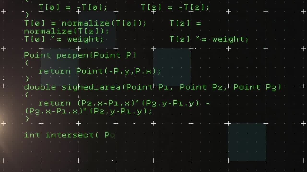 Animation of data processing on black background