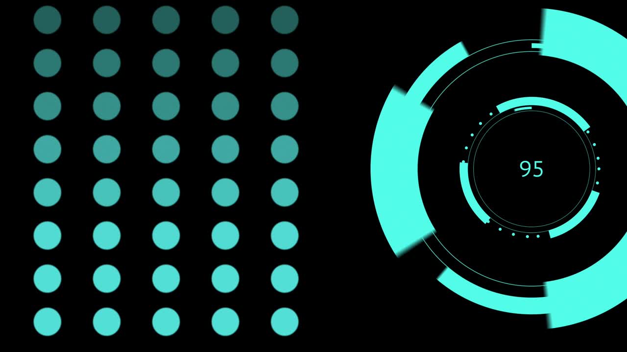 mecanismo de giro y puntos parpadeantes en el fondo negro.