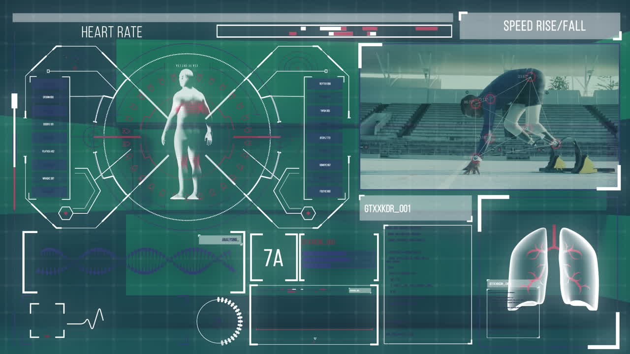 animación del procesamiento de datos científicos sobre un fondo oscuro