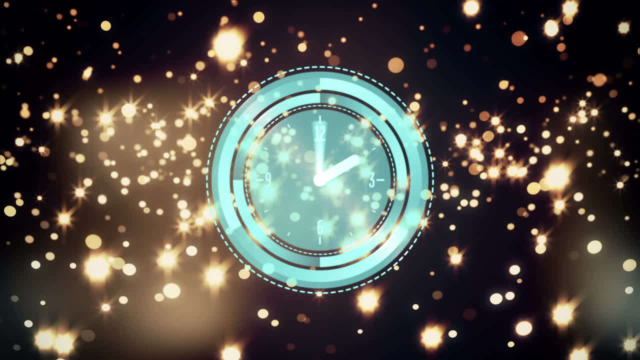 輝くライトの上で時計のアニメーション