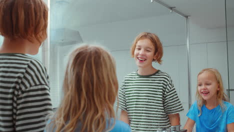 siblings playful morning routine