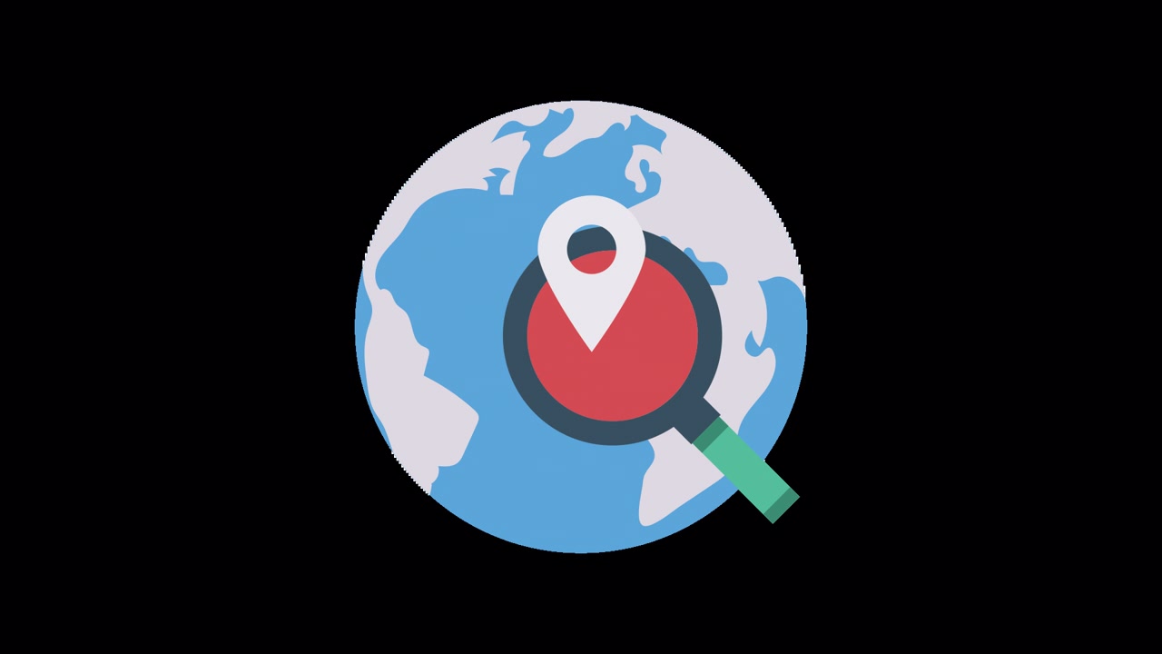 Animated Earth Globe with Magnifying Glass Locating a Map Pin