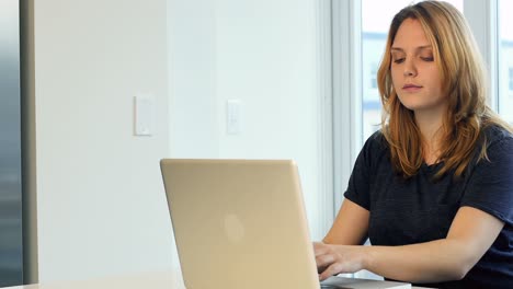 mujer usando laptop