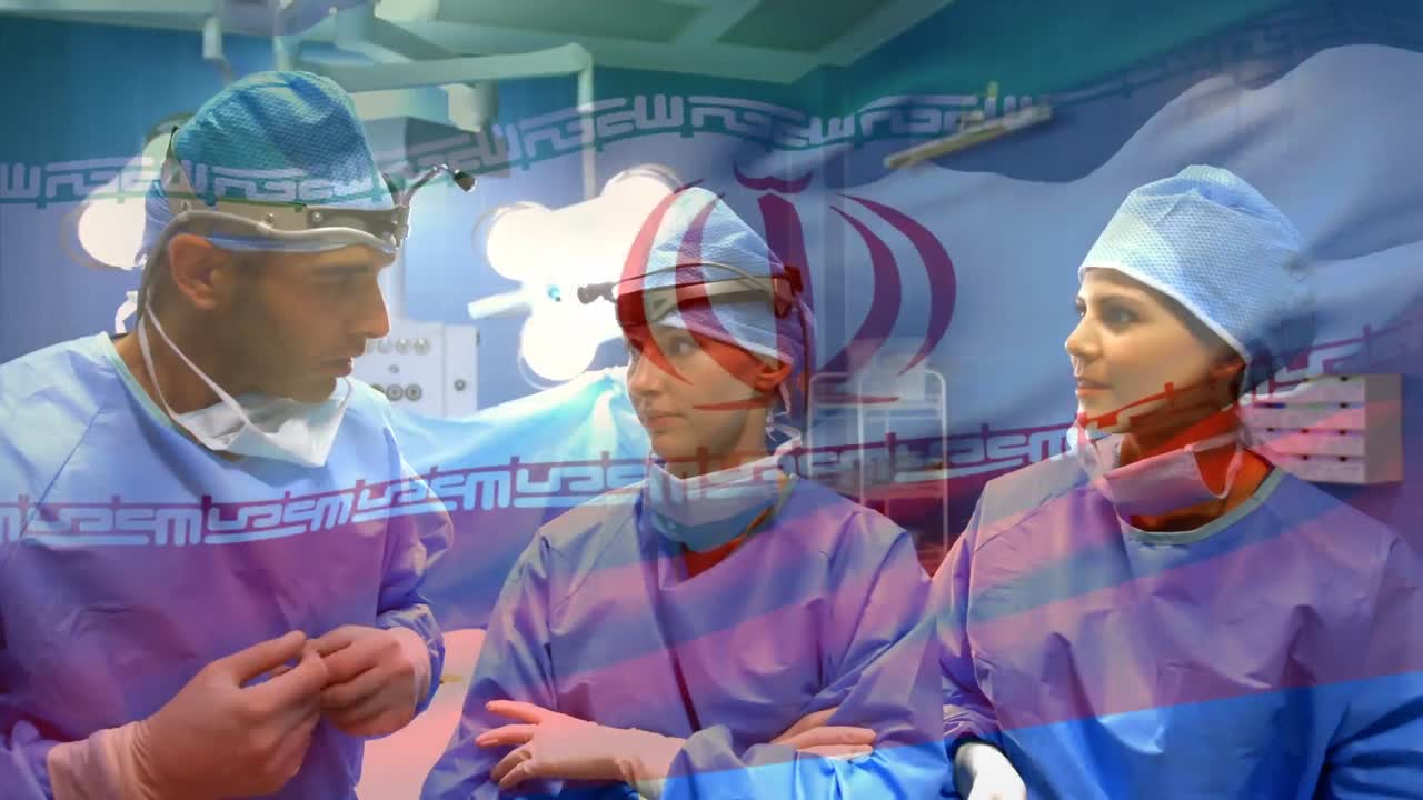 수술실에서 외과 의사 들 위 에 이란 의  ⁇ 발 이 흔들리는 애니메이션