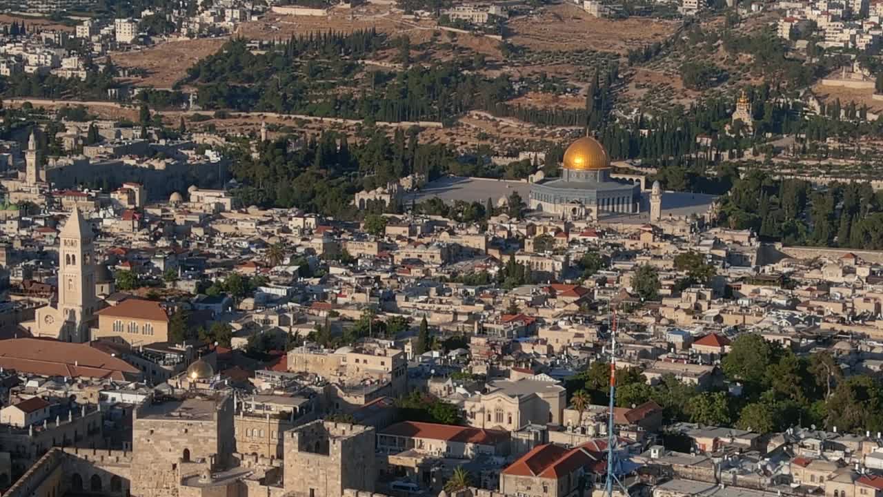la ciudad vieja de jerusalén y la mezquita de al-aqsa, aérea