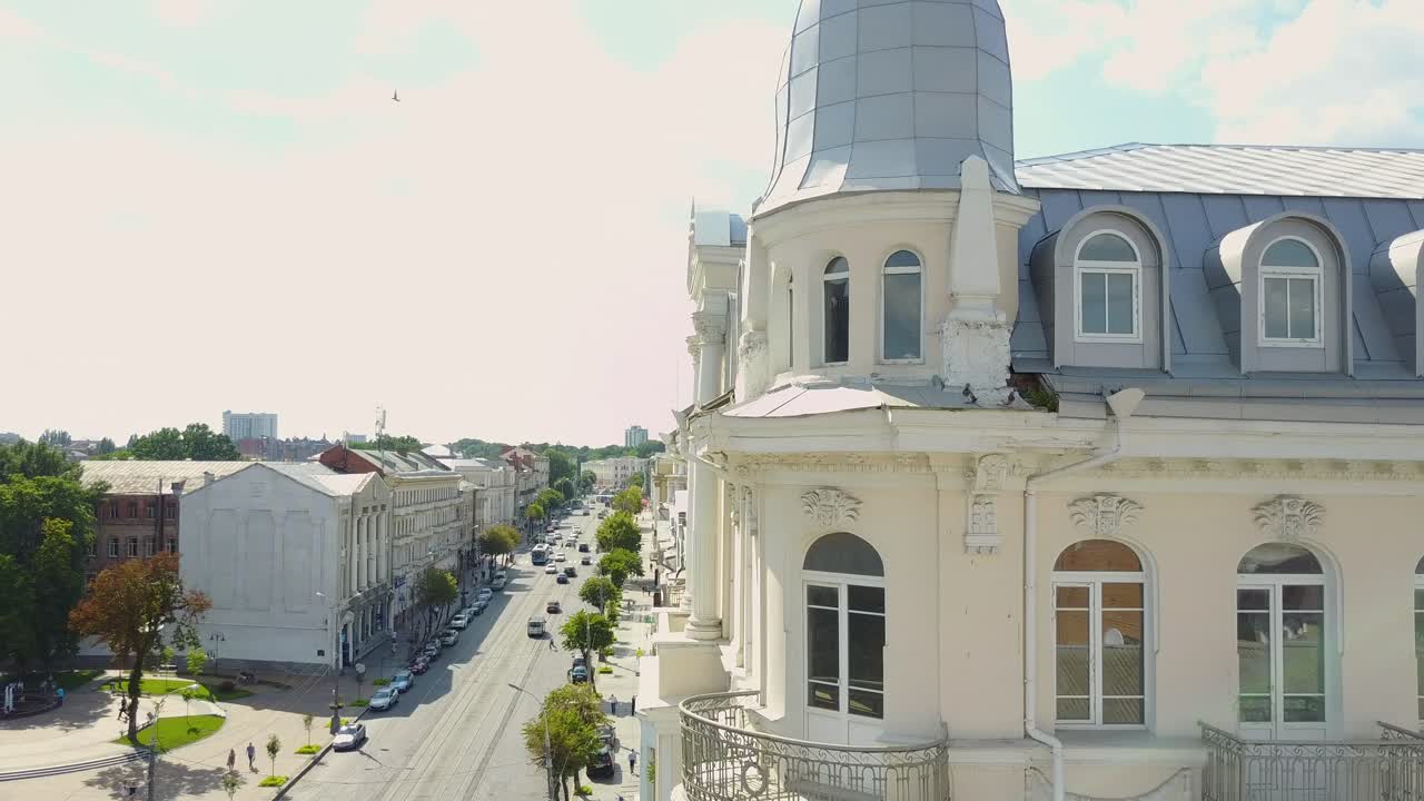 Soborna Square And Hotel Savoy. Aerial shot of the Soborna square and hotel Savoy, the central part of the town of Vinnitsa