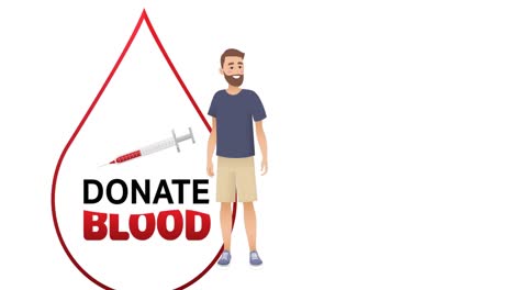 Animation-of-donate-blood-text-and-caucasian-man-icon-on-white-background