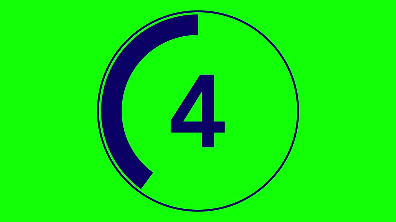 10 초 간단한 카운트다운 타이머 (chroma 키 배경에서 어두운 파란색)