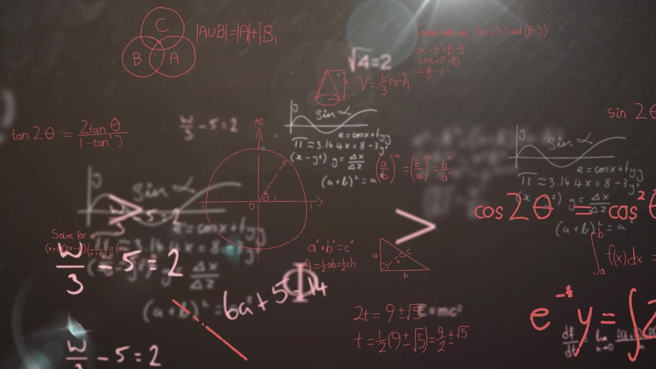 Animation of mathematical equations over globe on black background