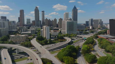 aerial footage of modern town development downtown