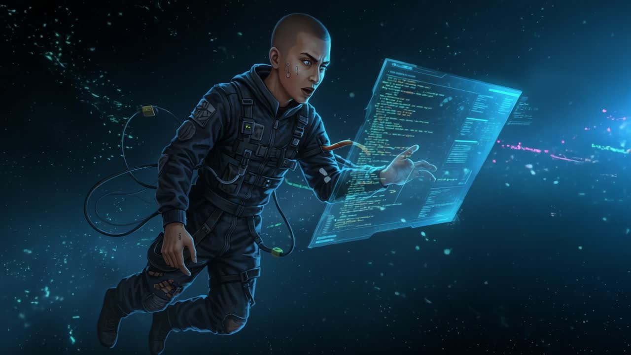 Cyberpunk Astronaut Programmer