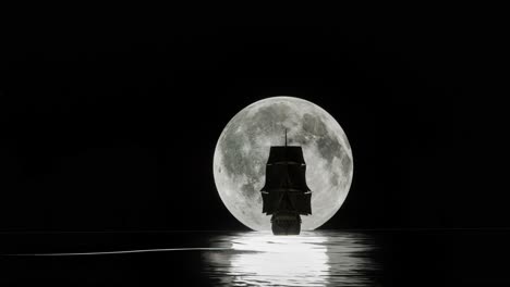 pirate ship under a full moon