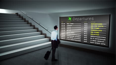 businessman looking at departures board