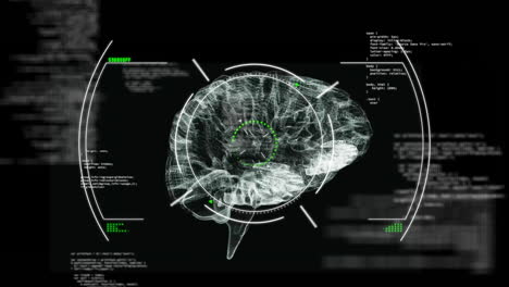 animación de escaneo de alcance y procesamiento de datos sobre el cerebro