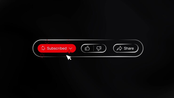 Animated Social Media Interaction Buttons on Dark Background