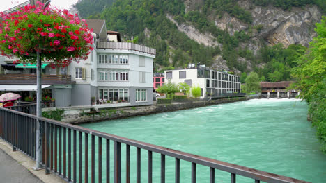 interlaken town with lake in switzerland