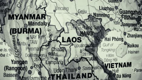 black and white close-up map of southeast asia