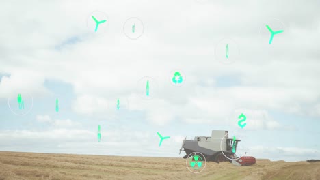 animation of digital icons over field