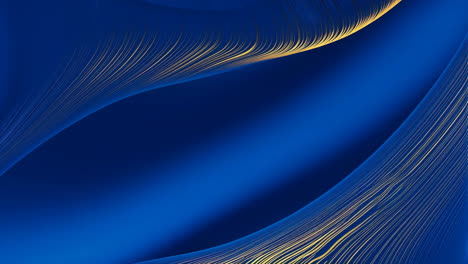 abstract blue background with golden flowing lines