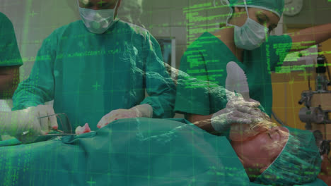 animation of dna strand and data processing over diverse surgeons at operating theatre