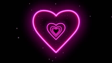neon heart tunnel with magic star surrounding