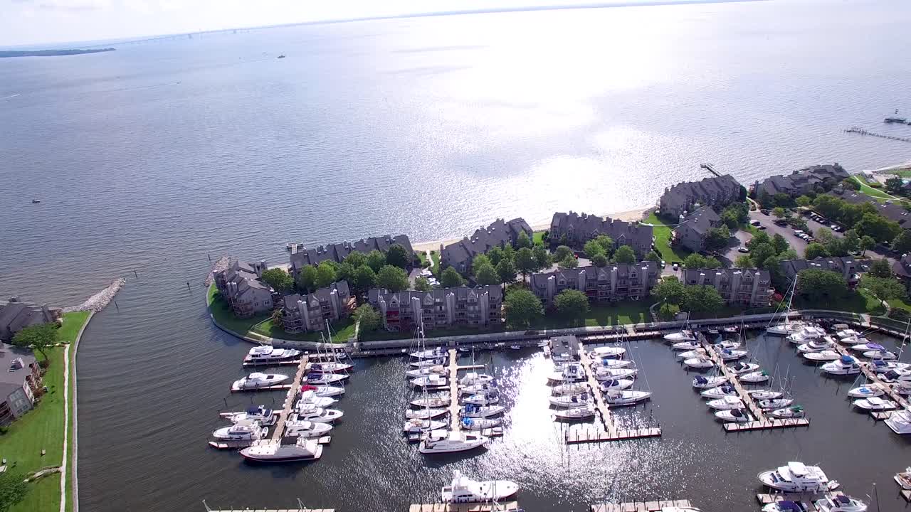 Aerial Views of a Marina and Waterfront Properties