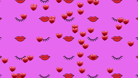 animación de labios rojos sobre fondo rosado