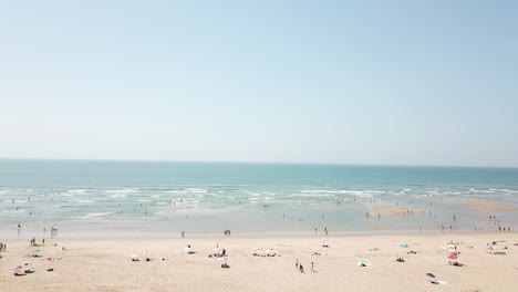 summer beach with people. drone shot