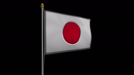 loop video of silver japanese flag loop video fluttering in the wind, 4k uhd slow motion video with alpha channel.