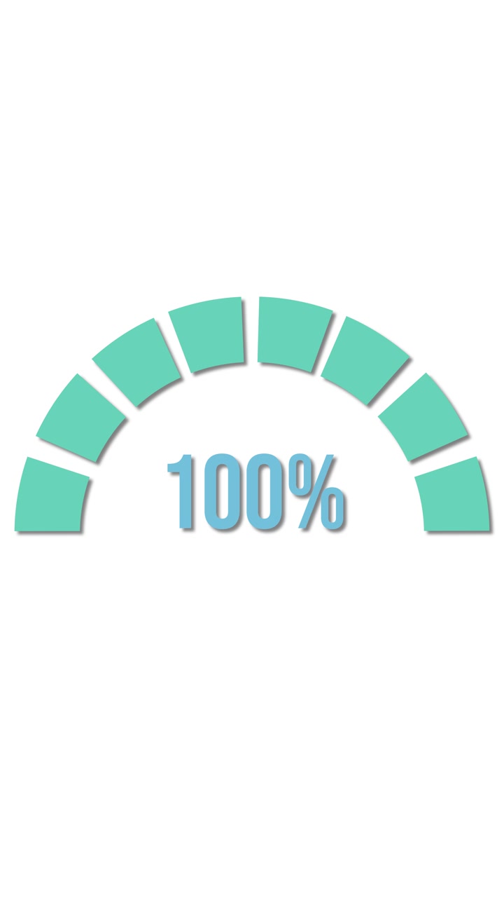 Circular percentage bar fills from 16% to 100% over 8 seconds with smooth transitions