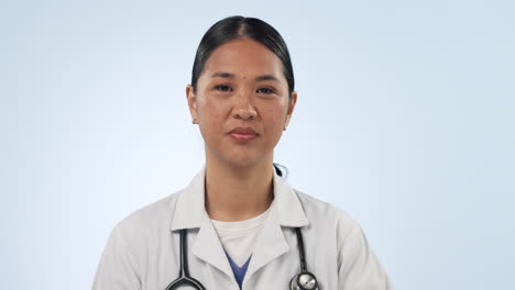 Thinking, confused Asian woman