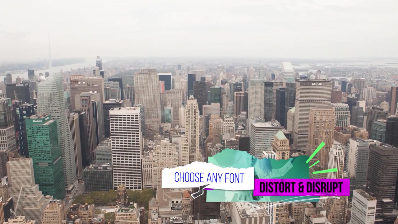 Skater e Vista Aerea di New York City con Motion Graphics