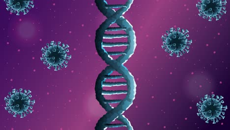 el patrón de partículas pandémicas de covid-19 con la molécula de adn animada