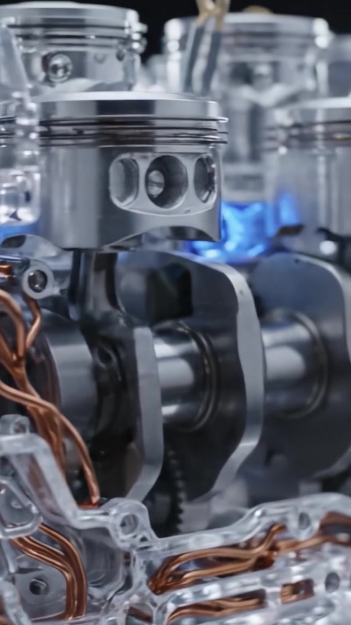 An In-Depth Look at a Transparent Engine Model Showcasing Intricate Internal Components and Electrical Wiring in a Futuristic Display
