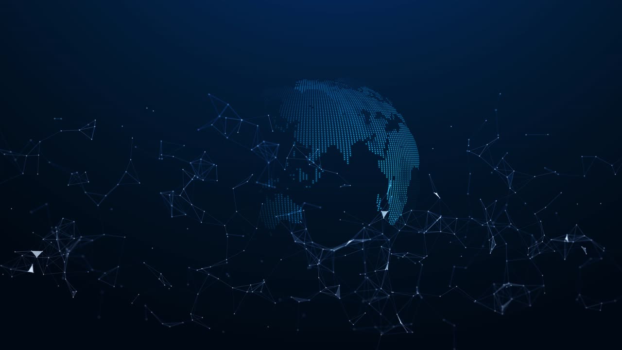 Dots makes global world map global wireframe polygonal lines global business network technology