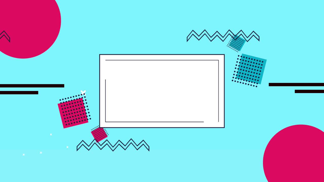 figuras geométricas y colores fondo de estilo memphis con marco rectangular