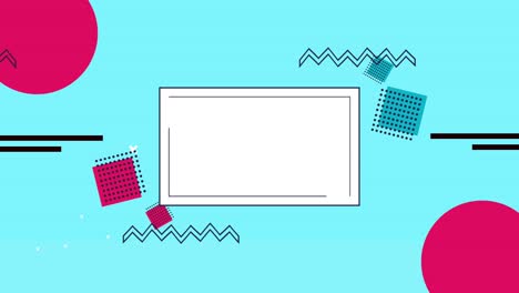 figuras geométricas y colores fondo de estilo memphis con marco rectangular