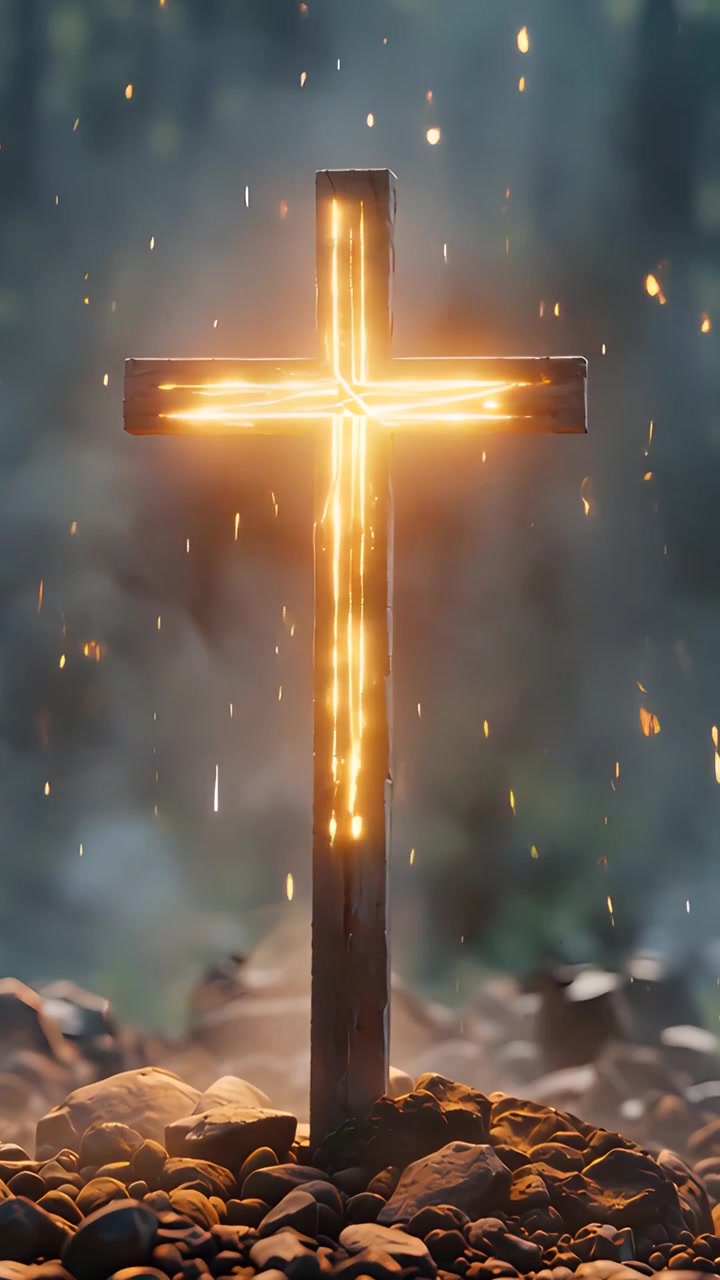 Christian Cross Heavenly Light Worship Background 4K