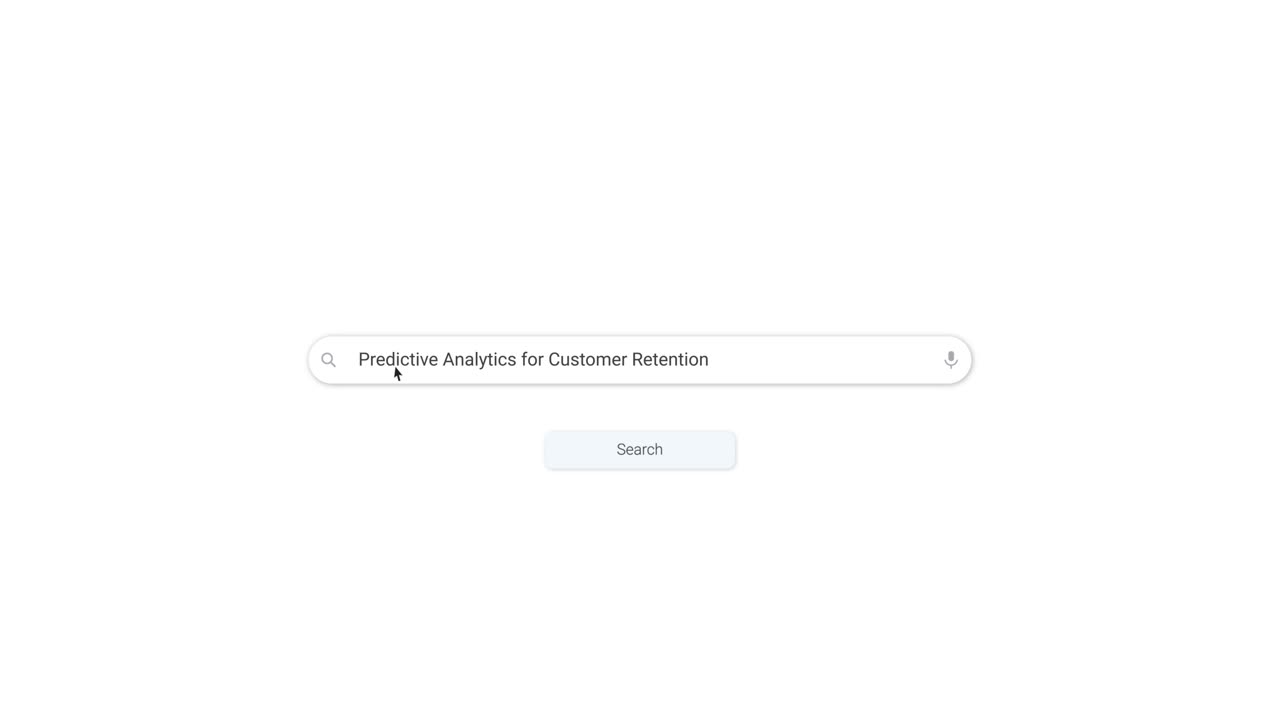 Typing 'Predictive Analytics for Customer Retention' into a Search Bar