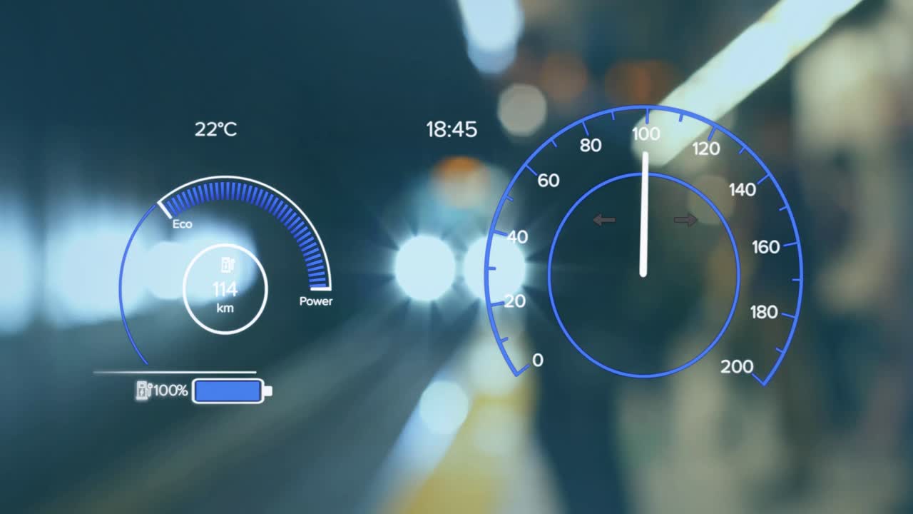 차량 디지털 인터페이스 스피도머의 애니메이션과 열차에서 데이터 처리