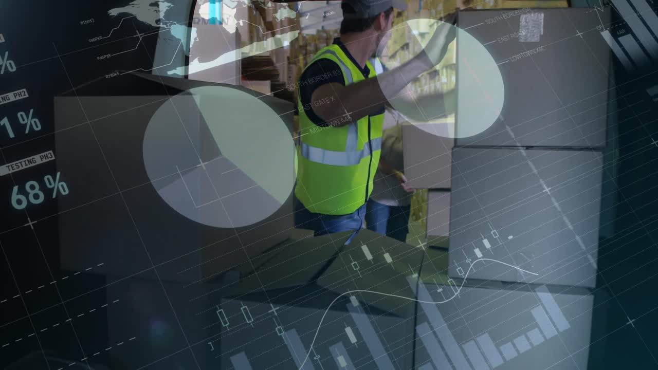 trabajador de almacén cargando paquetes en la parte trasera de una furgoneta 4k