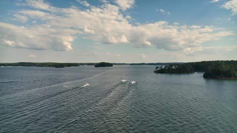 boaters and jet skiers on lake lanier in georgia