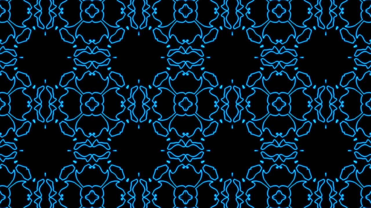 fondo de patrón geometrico sin costuras azul abstracto. rayas abstractas bucle de caleidoscopio. rápido psicodélico colorido kaleidoscopio vj fondo. discoteca fondo de movimiento abstracto. efecto caleidoscope